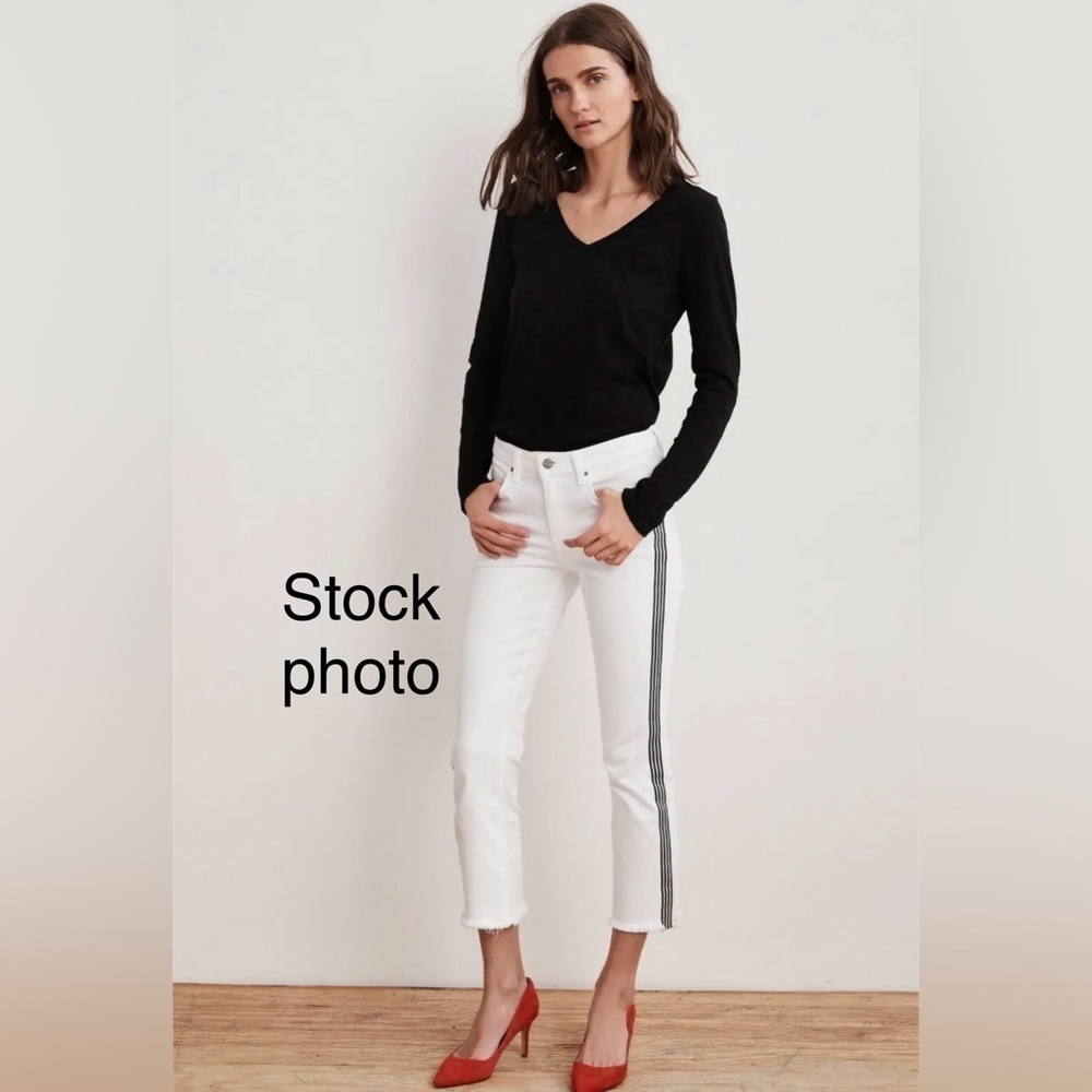 VELVET By Graham & Spencer Lara Stripe Tape High Rise Crop Jean Salt $169 | 26